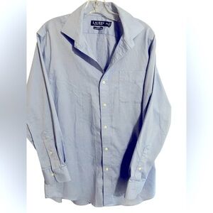Lauren Ralph Lauren Black Label Mens Blue Dress Shirt SlimFit NoIron 161/2 32/33
